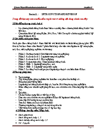 Kế hoạch bài dạy Tiếng Anh Lớp 6 - Unit 1: My new school