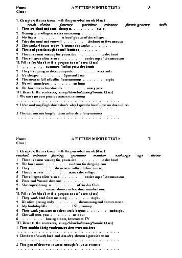 Ma trận và Đề kiểm tra 15 phút số 2 môn Tiếng Anh Lớp 9 - Trường THCS Kim Đồng (Có đáp án)